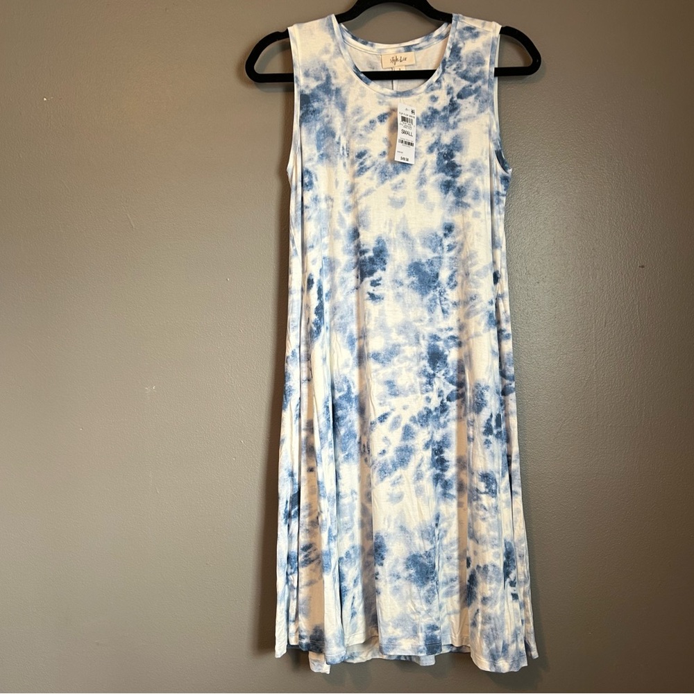 Macys STYLE & CO Blue Tie-Dye Sleeveless Dress